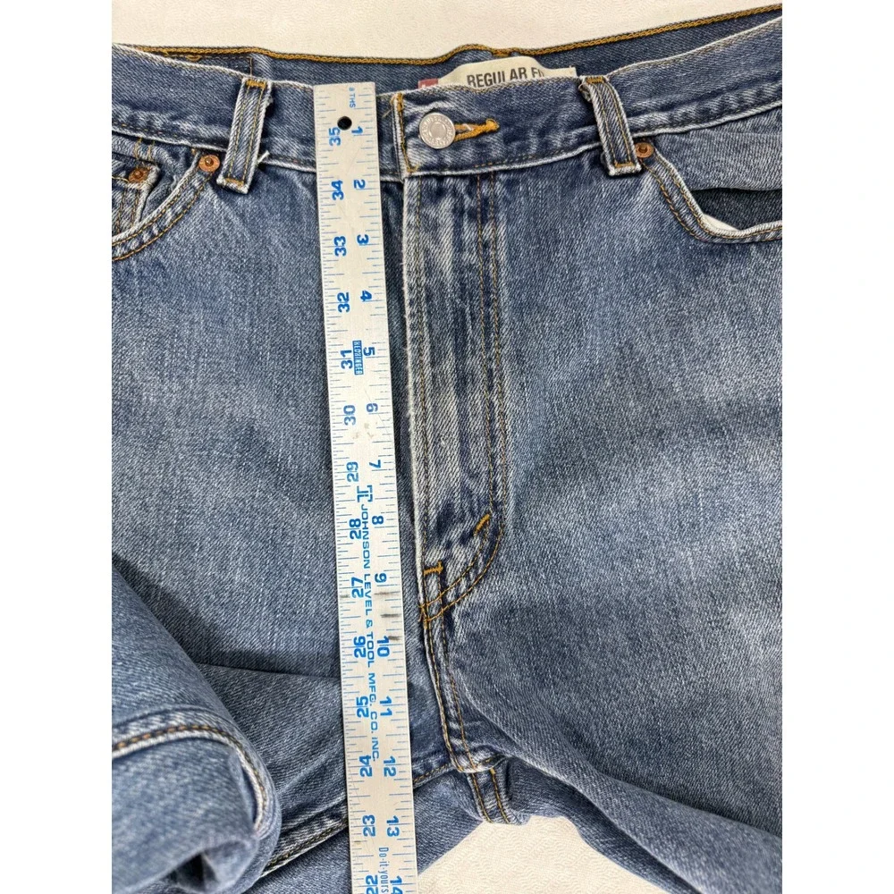 Levi's Jeans Men 36x31 505 Regular Fit Blue Straight Leg Denim Distressed Y2K